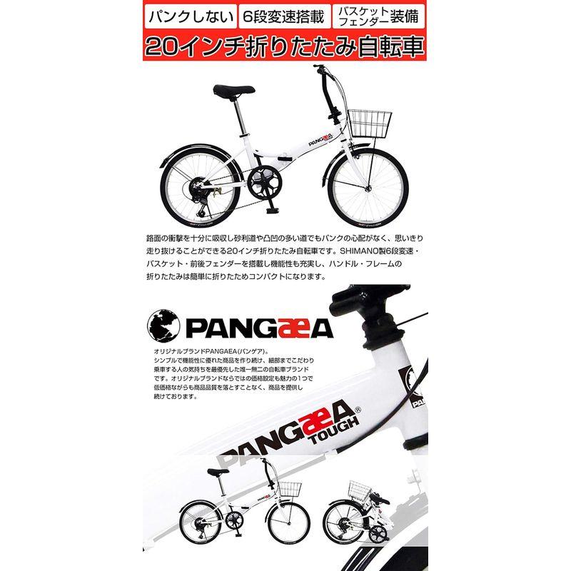 自転車 PANGAEA(パンゲア) パンクしない折りたたみ自転車 ブラック ノーパンクタイヤを採用 20インチ 6段変速 バスケット/泥除け装備 9｜friendlymoon｜03