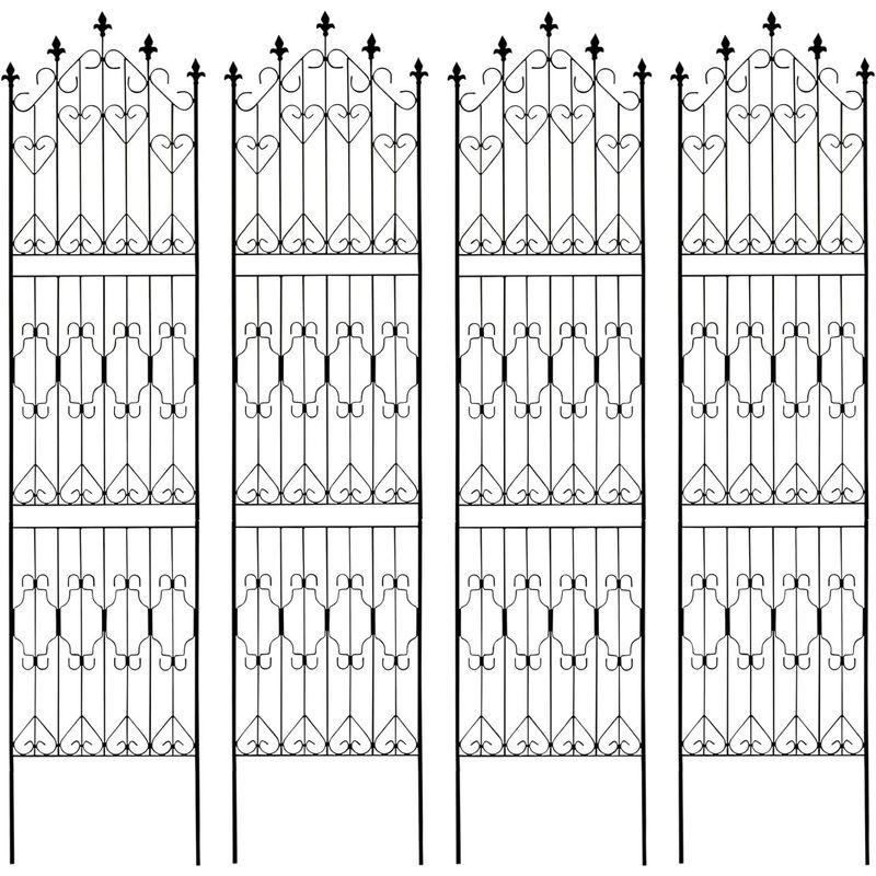 ファッション通販サイト トレリス ブラック ガーデン用品 ガーデンガーデン アイアンフェンス Nouveau(ヌーヴォー) ハイタイプ 高さ220cm×幅53cm 4枚セット