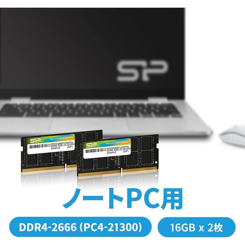 PC用メモリ ノートPC用メモリ DDR4-2666(PC4-21300) 16GB×2枚 260Pin 1.2V CL19 コンピューターアクセサリー シリコンパワー Mac対応｜friendlymoon｜04