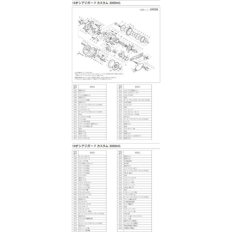 リール シマノ(SHIMANO) 純正パーツ 19 オシアジガー Fカスタム 3000HG スプール組(ベアリング入り) 04006-105｜friendlymoon｜02