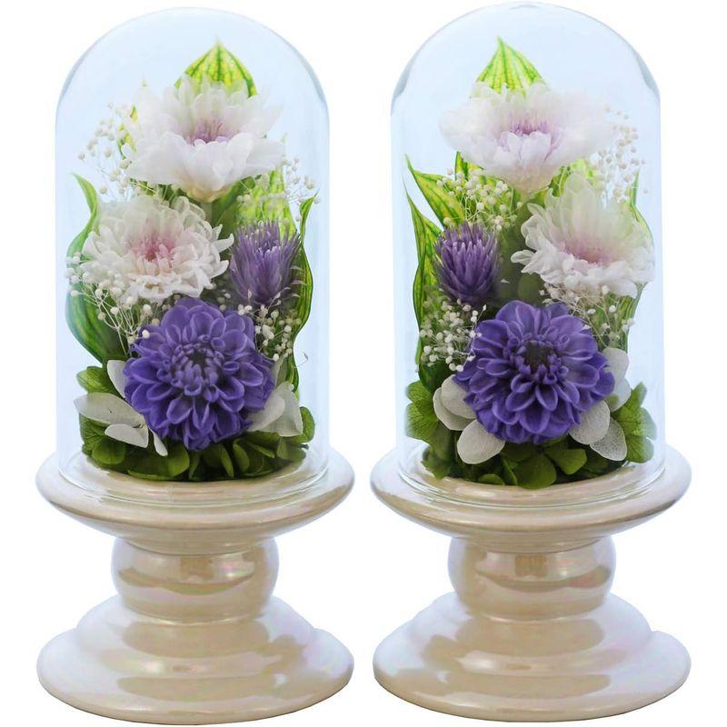 プリザーブドフラワー アートフォーシーズン Miniお供え花ミニglass 対デザイン２個SETリラ プリザーブドフラワー アートフォーシーズン Miniお供え花ミニglass 対デザイン２個SETリラ 　アートフォーシーズン ミニ 初七日