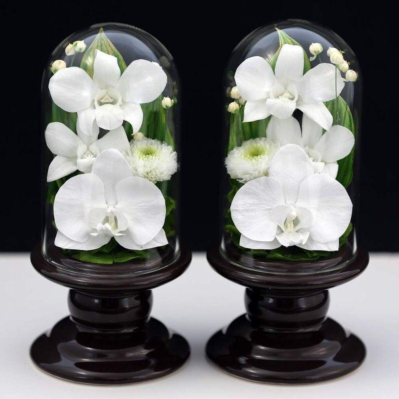 プリザーブドフラワー アートフォーシーズン 仏花 茶系Mini胡蝶蘭ミニglass 対デザイン２個SETプリザーブドフラワー アートフォーシーズン 仏花 対デザイン２個SETプリザーブドフラワー 　アートフォーシーズン 初七日