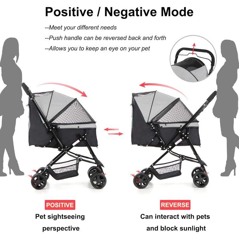 SKISOPGO ペットカート 対面式 ペットバギー 小型犬多頭 中型犬 折りたたみ キャリーカート 安全装置付き 耐荷重20Kg (gra ペットカート 対面式 ペットバギー 小型犬多頭 中型犬 折りたたみ キャリーカート 安全装置付き 耐荷重20Kg gra 　SKISOPGO