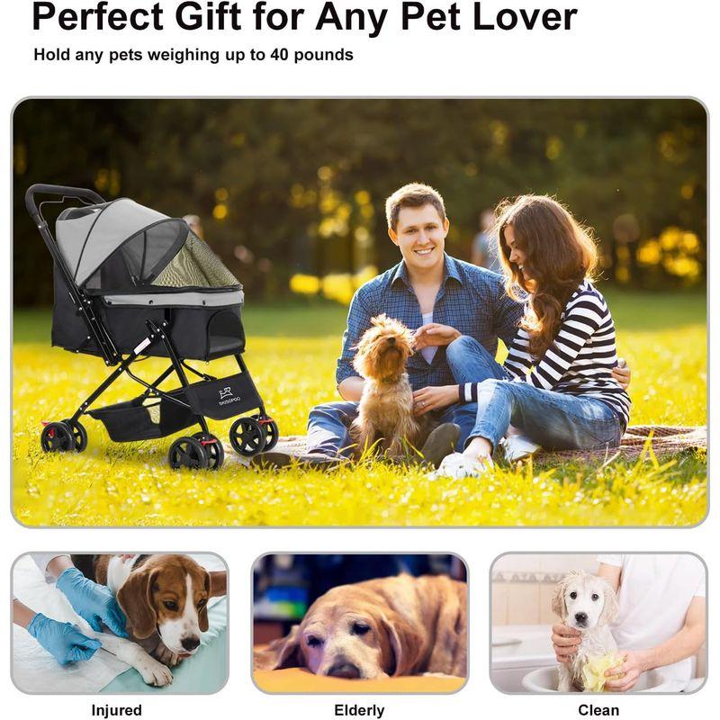 SKISOPGO ペットカート 対面式 ペットバギー 小型犬多頭 中型犬 折りたたみ キャリーカート 安全装置付き 耐荷重20Kg (gra ペットカート 対面式 ペットバギー 小型犬多頭 中型犬 折りたたみ キャリーカート 安全装置付き 耐荷重20Kg gra 　SKISOPGO