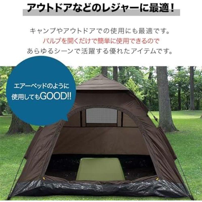 FIELDOOR 車中泊マット 10cm厚 Sサイズ/カーキ 自動膨張マットレス