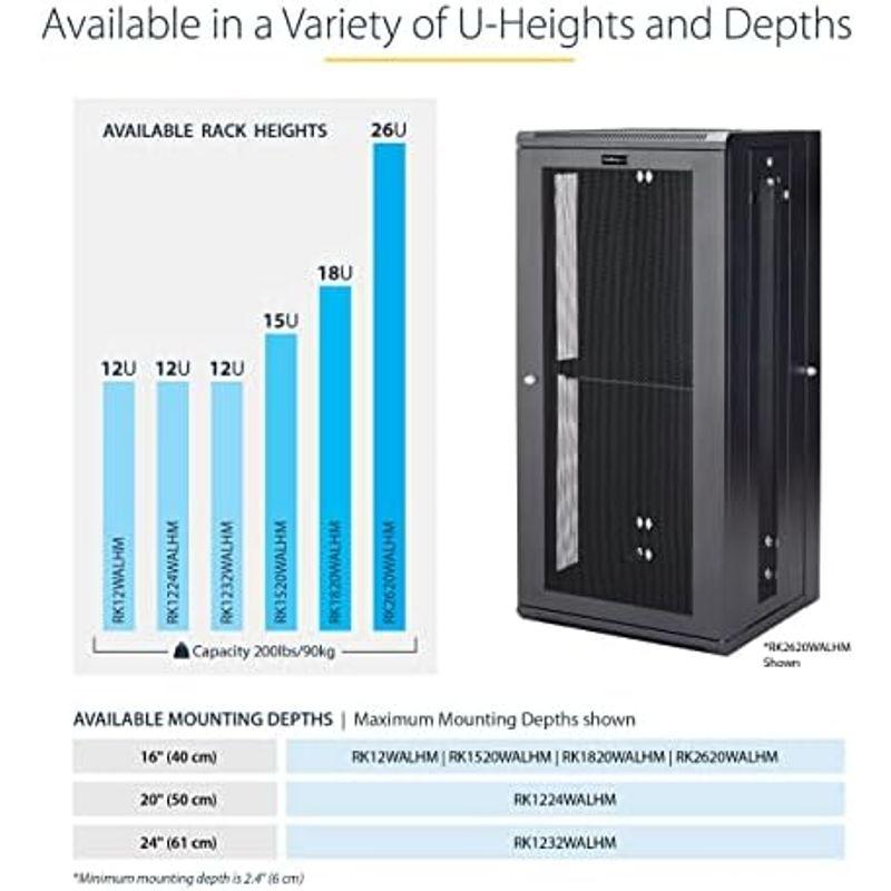 StarTech 図19" は、壁ネットワークキャビネットマウント - 16" 深いは、ネットワークスイッチ深度エンクロージャをロックヒンジ｜friendlymoon｜08