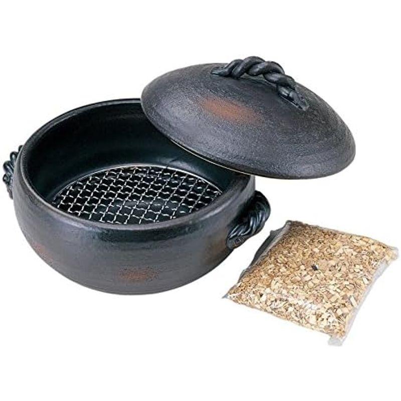 釉掛くんせい鍋　金網・桜チップ100g付 三陶釉掛 くんせい鍋（アミ・桜チップ100g付） << KOHNO