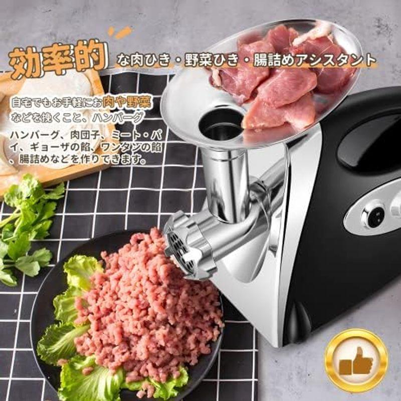 Poafamx ミンサー 電動 3/5/7mm3種カットプレート付き 直径2.1cm  