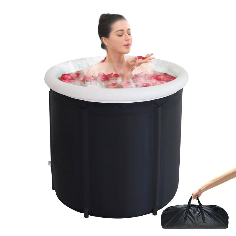 Lanwan バスタブ for 大人 折りたたみ式 ポータブルバスタブ 水風呂ベストな温度で適度な保温 ナイロン素材（75*75cm