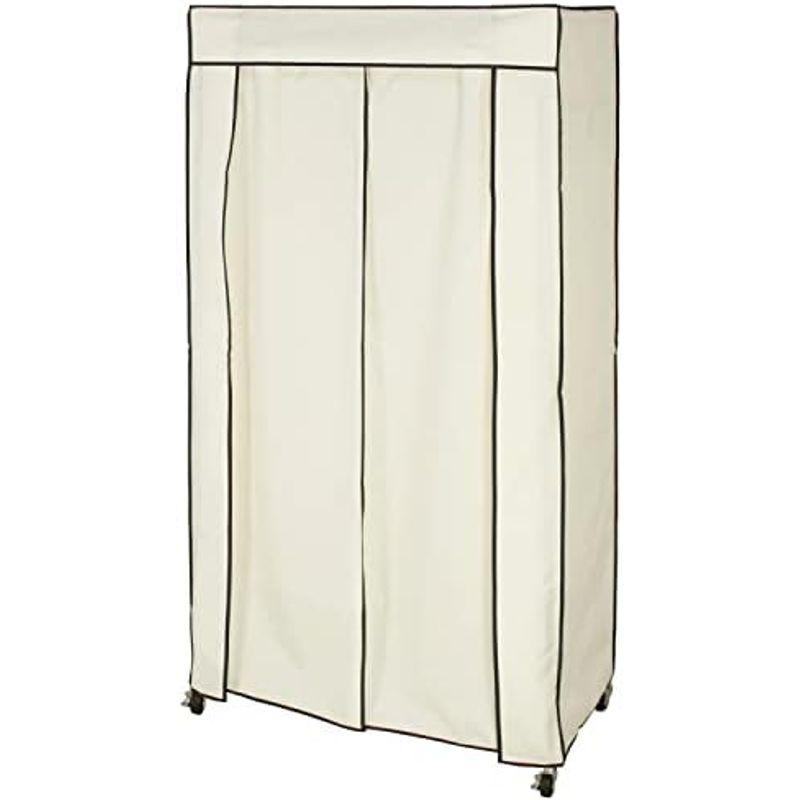 カバー付き ハンガーラック 棚付き キャスター付き アイボリー 家具 幅151.5×奥行46×高さ181cm TKM-7264 【スポーツ用品】