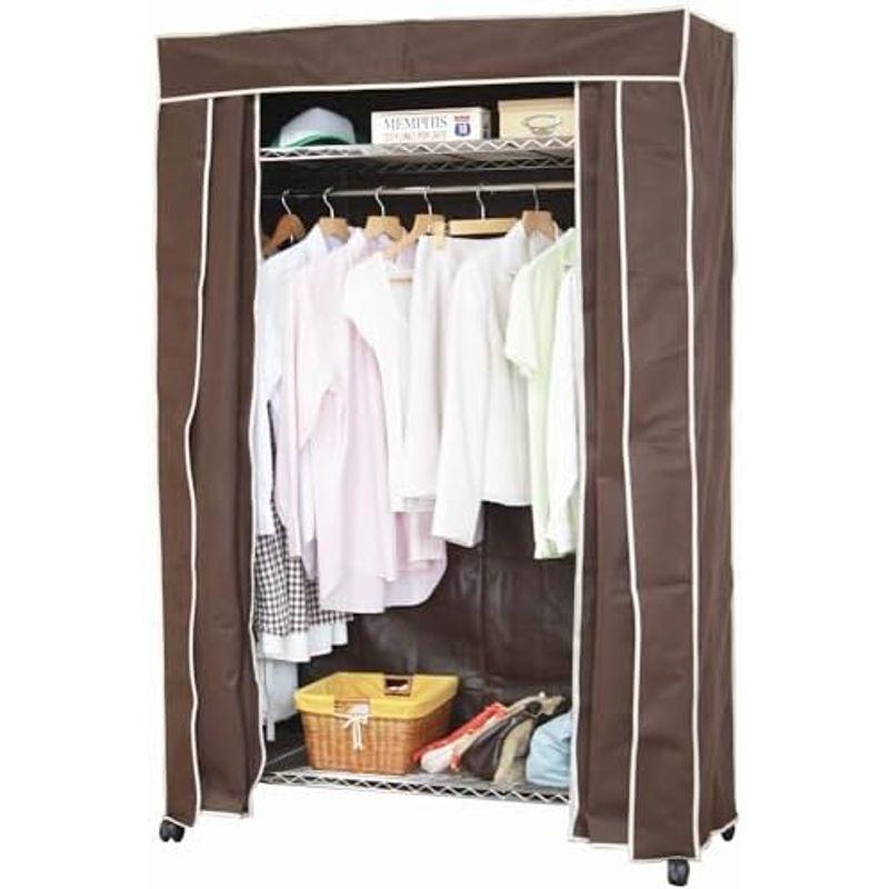 カバー付き ハンガーラック 棚付き キャスター付き アイボリー 家具 幅151.5×奥行46×高さ181cm TKM-7264 【スポーツ用品】