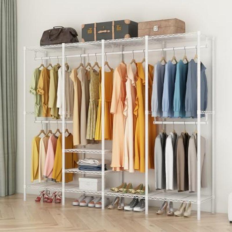 ワードローブ ハンガーラック 大容量 洋服ラック 頑丈 棚板高さ