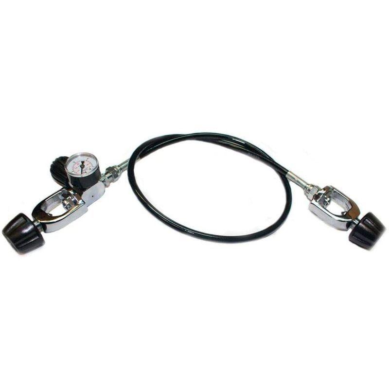 タンクからタンクへ空気を移すスキューバダイビングタンク用 ゲージ付き移充填連結ホース 1ｍ・ヨークタイプ ゲージ付き移充填連結ホース 1ｍ ヨークタイプ