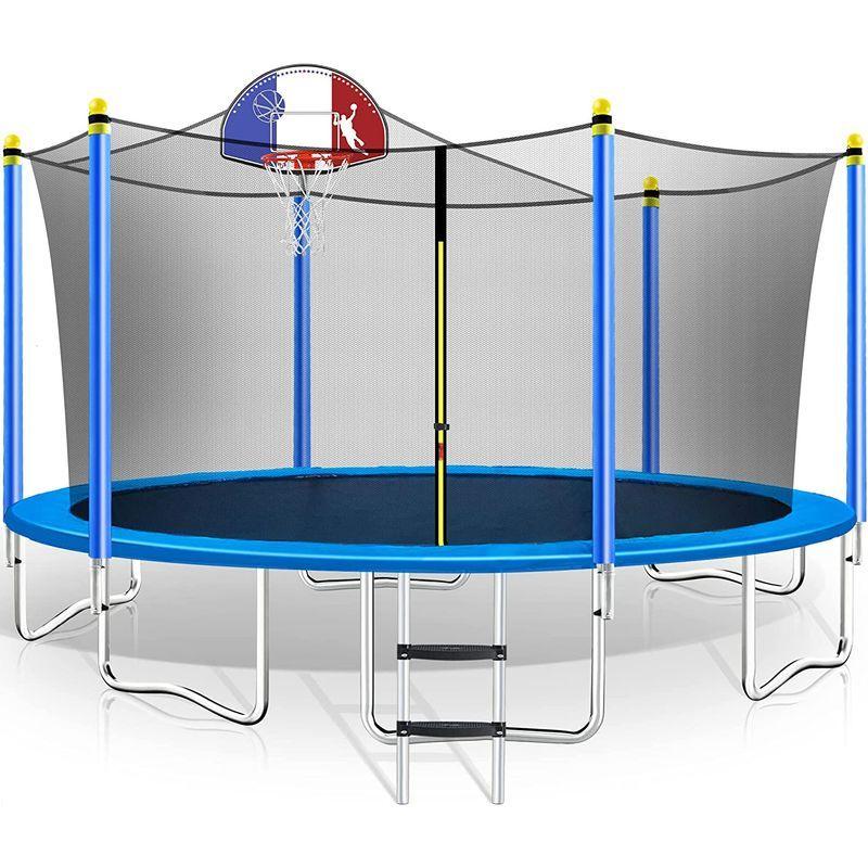Merax トランポリン 15フィート 安全囲いネット付き ウィンドステークとはしご付き 子供用トランポリン 15フィート 安全囲いネット付き ウィンドステークとはしご付き 子供用トランポリン トランポリン Merax