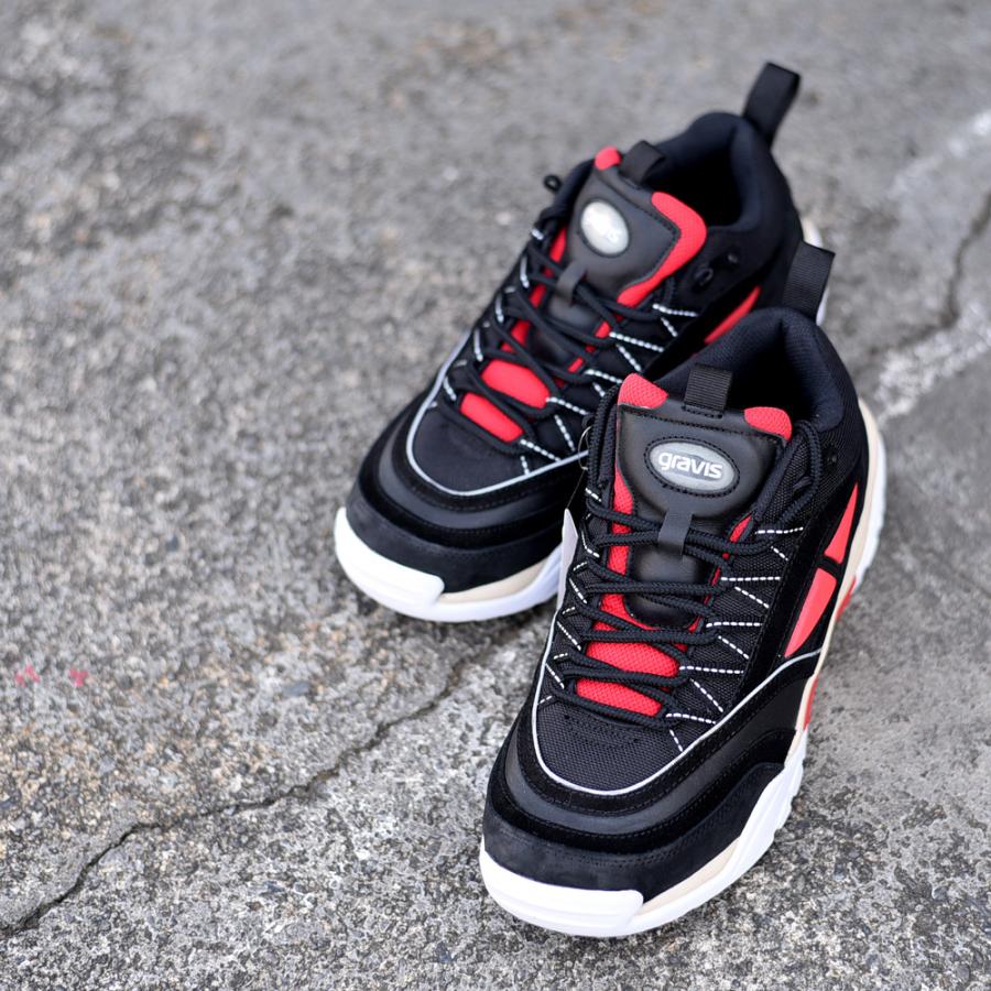 メンズ GRAVIS グラビス希少モデル厚底QUINNクイーン05080 BLACK/RED