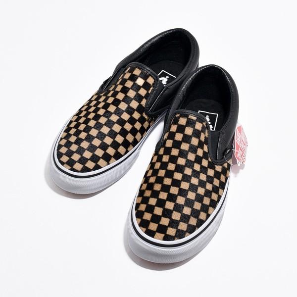 Hair Checkerboard Vans Classic Slip On Calf Hair Tan Checkerboard
