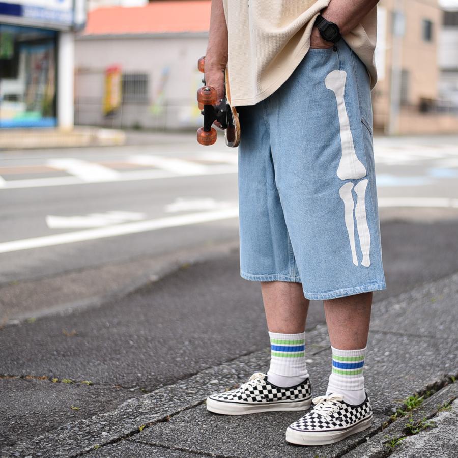 VANSON（バンソン） バンソン別注 SKELTON BONES DENIM SHORT ボーン