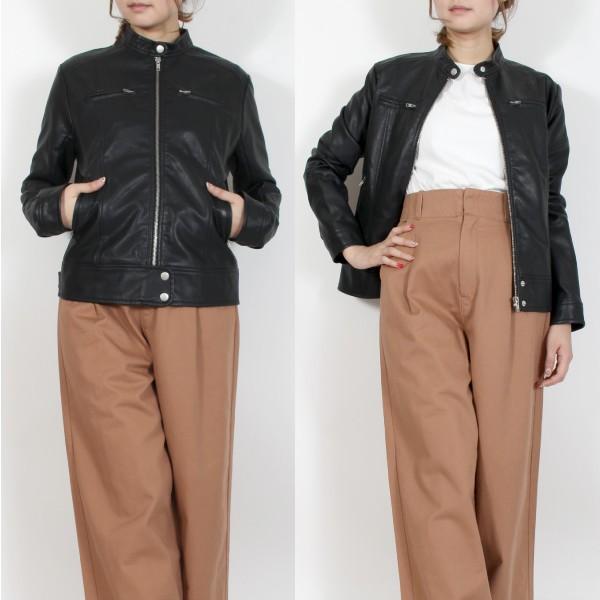 シングルライダース ジャケット レディース アウター フェイクレザー