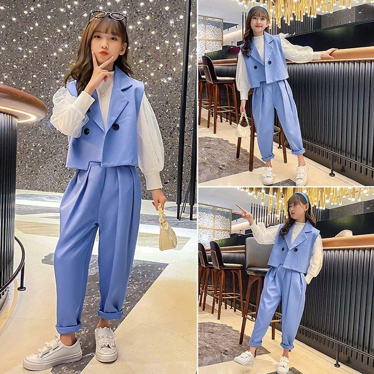 卒業式 入学式 パンツスーツ 女の子 スーツ フォーマル ブラウス 子供服 ベスト パンツ パンツスーツ セットアップ ブラック カーキ ブルー 1 170 発表会 22kp34kf15 Frj商店 通販 Yahoo ショッピング