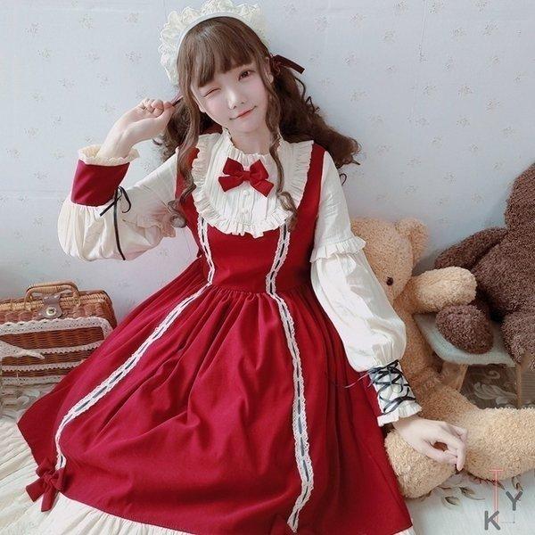 ドレス Cosplay 萌え萌え系 Cosplay ゴシック ロリータ服 コスプレ Lolita メイド服 ワンピース ワンピース 学生服 ロリータ かわいい 送料無料 ワンピース Llt2140 アニメ 森ガール 女装 Frj商店 新品 送料無料 の