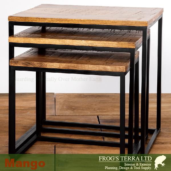 【法人宛限定商品】 RJマンゴー ネスティングテーブル S（W40cmxD35.5cmxH36cm） 花台 什器 ディスプレイスタンド オフィス |  | 04