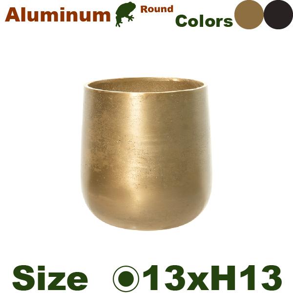 【法人/店舗宛】 AM 3.5 ベース H13 アルミニウム花器（直径13cmxH13.5cm）（底穴なし）  鉢カバー ディスプレイ オフィス | 
