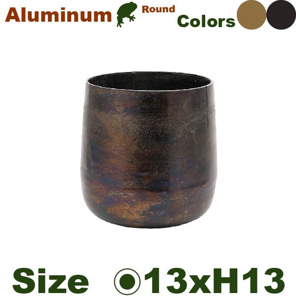 【法人/店舗宛】 AM 3.5 ベース H13 アルミニウム花器（直径13cmxH13.5cm）（底穴なし）  鉢カバー ディスプレイ オフィス |  | 01