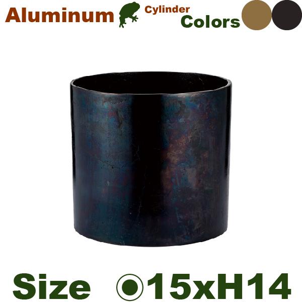 【法人宛限定商品】 AM シリンダー H14.5 アルミニウム花器（直径15.5cmxH14.5cm）（底穴なし）  鉢カバー ディスプレイ オフィス |  | 01