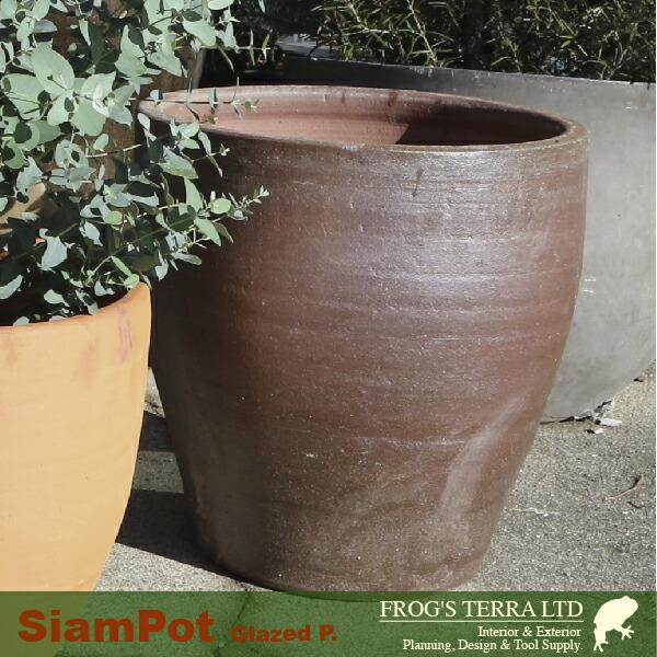 SIAM POT A03SMset（S直径31cm×H31cm/M直径40cm×H40cm）（底穴あり ハンドメイド 土もの 陶器鉢 テラコッタ プランター 園芸 素焼 ポット） |  | 01