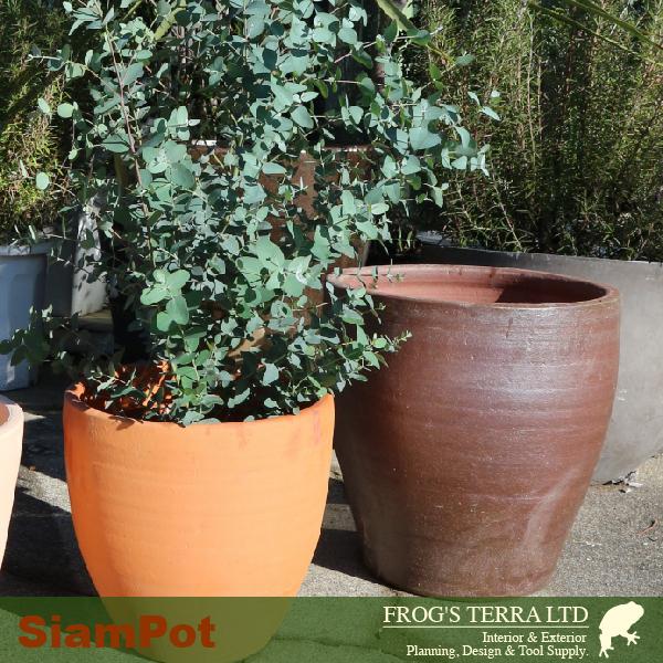 SIAM POT A03SMset（S直径31cm×H31cm/M直径40cm×H40cm）（底穴あり ハンドメイド 土もの 陶器鉢 テラコッタ プランター 園芸 素焼 ポット） |  | 01