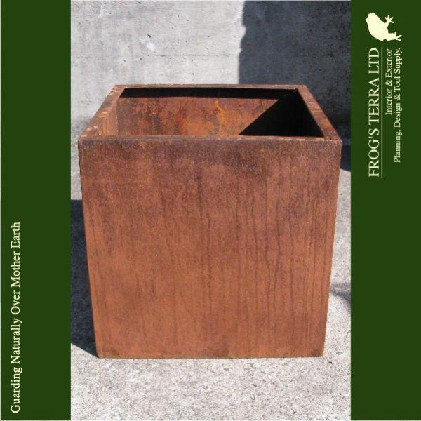 鉢カバー 鉄の器 ラストスクエア S 40 AC-013S（口40cm×H40cm）（底穴あり）（アンティーク風/サビ色/鉄製）（プランター/ポット/鉢/観葉植物用） |  | 01