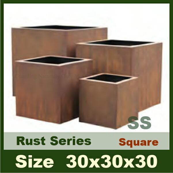 鉢カバー 鉄の器 ラストスクエア SS 30 AC-013T（口30cm×H30cm）（底穴あり）（アンティーク風/サビ色/鉄製）（プランター/ポット/鉢/観葉植物用） |  | 02