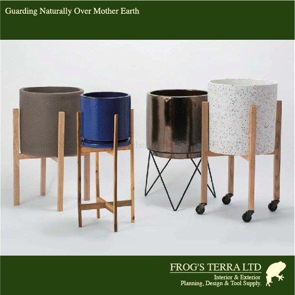 ウッドポットスタンド 43S 花台（ロ44.5cm×H43cm）（花台/スタンド）グリーン オフィス 店舗用 カフェ レストラン |  | 06