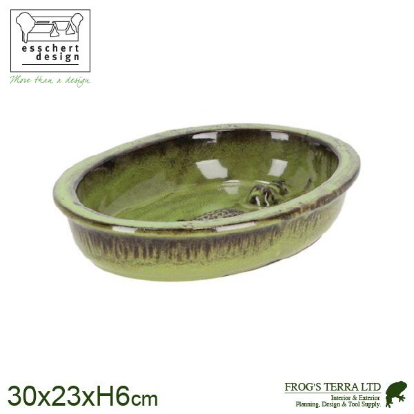 AG-FB672 バードバス オーバル クロコダイル（W30cm×L23cmxH6cm）陶器 エッシャーデザイン esschert deign | 