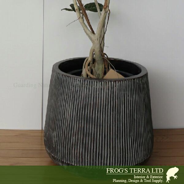 AQ ラインドテラ M（直径32cm×H30cm）（底穴あり 土もの 陶器鉢 テラコッタ プランター 園芸 削り加工 ポット）の画像