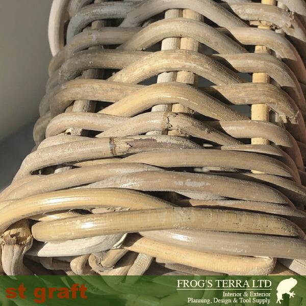 Gray Rattan Basket L ３個セット B1234（直径18cm×H18cm）（底穴なし）（ラタン/藤）（植木鉢/鉢カバー）（プランター/寄せ植え/ポット） |  | 06