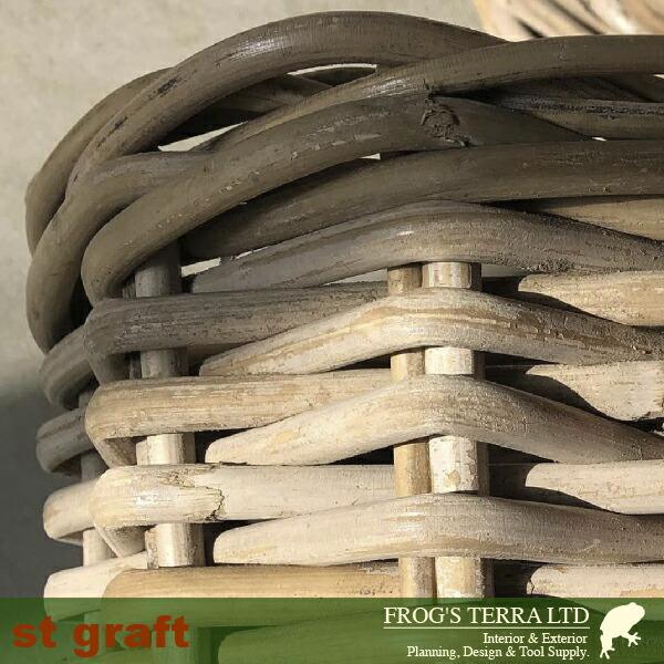 Gray Rattan Basket L ３個セット B1234（直径18cm×H18cm）（底穴なし）（ラタン/藤）（植木鉢/鉢カバー）（プランター/寄せ植え/ポット） |  | 07