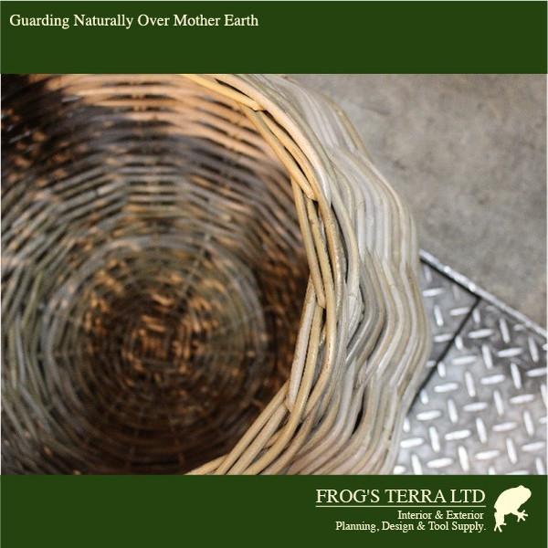 Gray Rattan Basket  M  B1246（直径42cm×H36cm）（底穴なし）（ラタン/藤）（植木鉢/鉢カバー）（プランター/寄せ植え） |  | 01