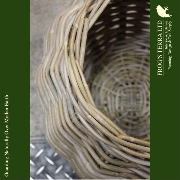 Gray Rattan Basket  M  B1246（直径42cm×H36cm）（底穴なし）（ラタン/藤）（植木鉢/鉢カバー）（プランター/寄せ植え） |  | 03