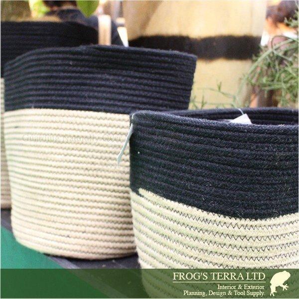 Rib Basket・S・B5233・2個セット（直径23cm×H23cm）（底穴なし）（植物繊維/ジュート）（植木鉢/鉢カバー）（プランター/園芸/寄せ植え/ポット） |  | 01