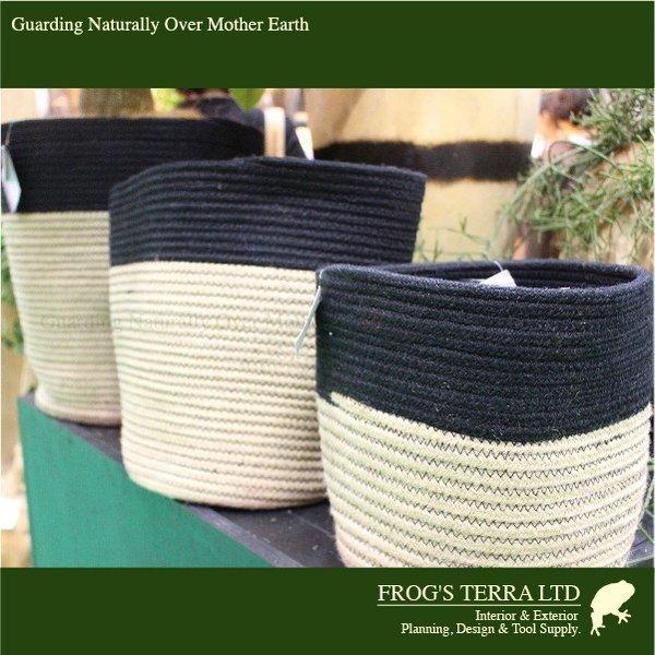 Rib Basket・S・B5233・2個セット（直径23cm×H23cm）（底穴なし）（植物繊維/ジュート）（植木鉢/鉢カバー）（プランター/園芸/寄せ植え/ポット） |  | 03