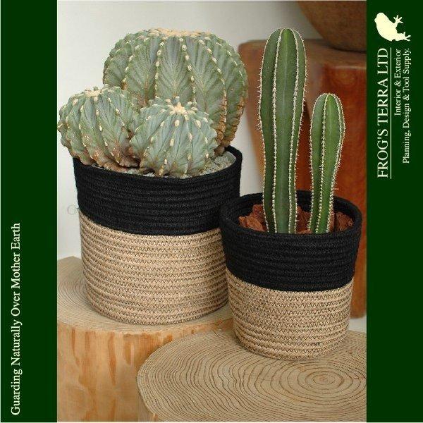 Rib Basket・S・B5233・2個セット（直径23cm×H23cm）（底穴なし）（植物繊維/ジュート）（植木鉢/鉢カバー）（プランター/園芸/寄せ植え/ポット） |  | 05