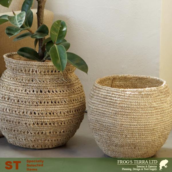 Raffia Basket L B5239（直径46cm×H41cm）（底穴なし）（8号対応）（植物繊維/ヤシ繊維/寄植え/ポット） |  | 02