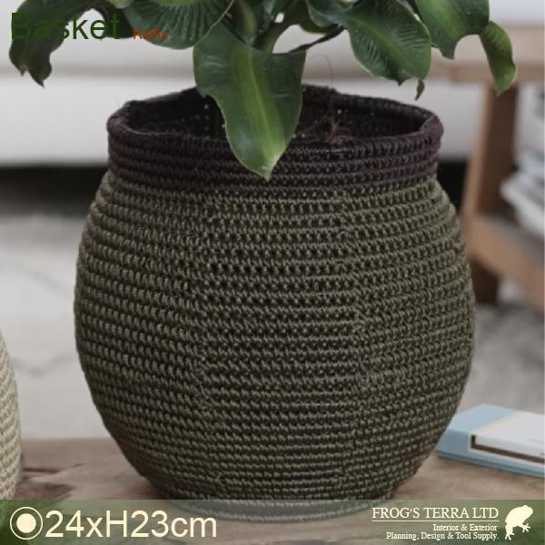 Crochet Basket B6244（直径24cm×H23cm）（底穴なし）（5号対応）（PP繊維）（植木鉢/鉢カバー）（プランター/寄せ植え/ポット） |  | 01