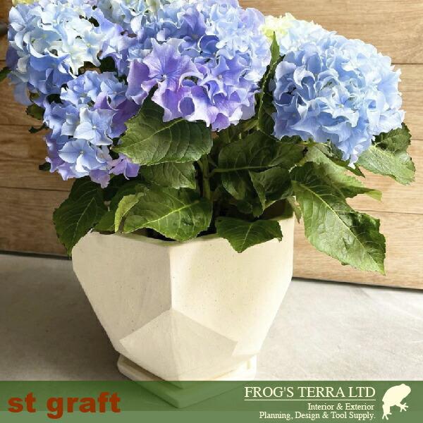 Geo Planter C0307（直径26cm×H23.5cm）（底穴あり 受皿付）（陶器製）（プランター/サボテン/多肉/寄植/観葉鉢） |  | 01