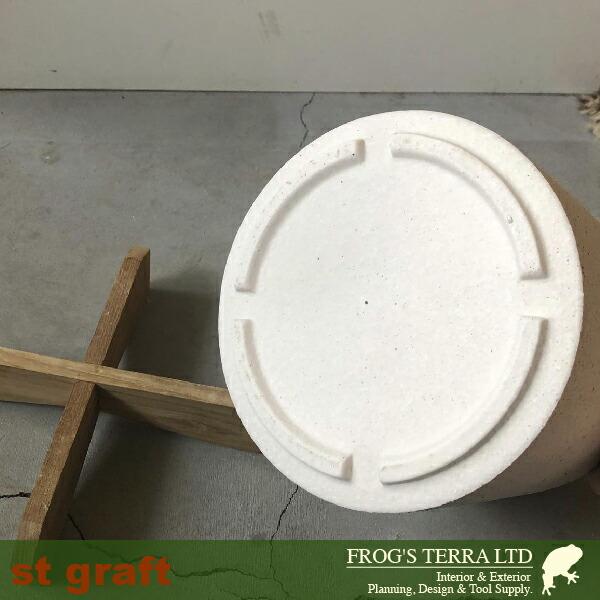 Stone Ware Ceramic C1303（直径16cm×H16cm）（底穴なし/木スタンド付）（陶器製）（プランター/サボテン/多肉/寄植/観葉鉢） |  | 03