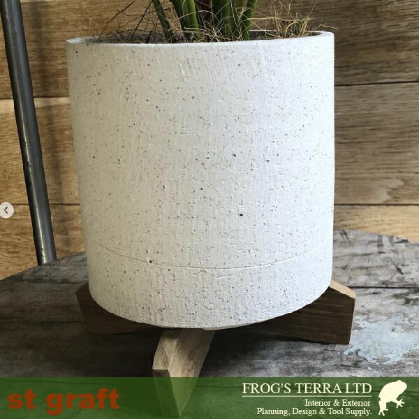 Stone Ware Ceramic C1303（直径16cm×H16cm）（底穴なし/木スタンド付）（陶器製）（プランター/サボテン/多肉/寄植/観葉鉢） |  | 04