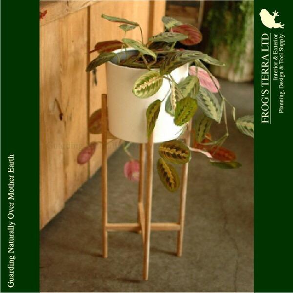 クロススタンドポット C3330（直径23cm×H21.5cm）（底穴なし）（陶器製）（木スタンド付セット）（プランター/ポット） |  | 05