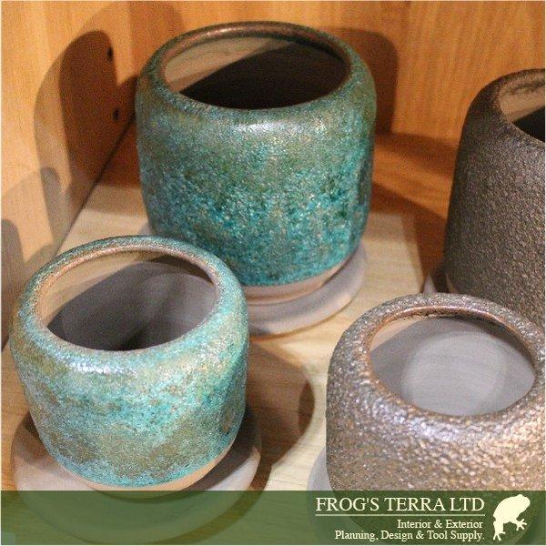 ダルマS  ４個セット  C6307（直径10cm×H11cm）（底穴あり/受皿付）（陶器製）（プランター）（観葉鉢/園芸） |  | 01