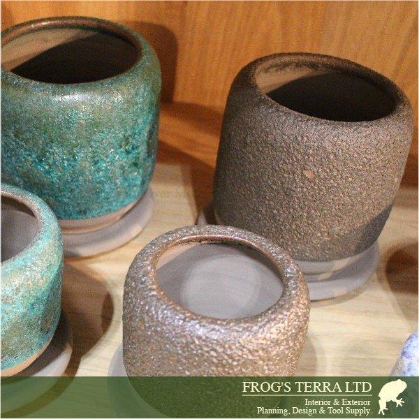 ダルマS  ４個セット  C6307（直径10cm×H11cm）（底穴あり/受皿付）（陶器製）（プランター）（観葉鉢/園芸） |  | 02